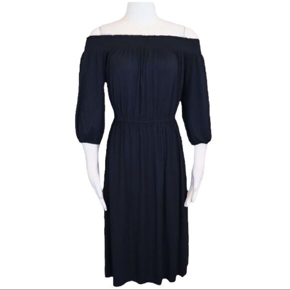 Old Navy Black Midi Casual Stretchy Lightweight Pullover Dress [size M] New - Picture 1 of 8